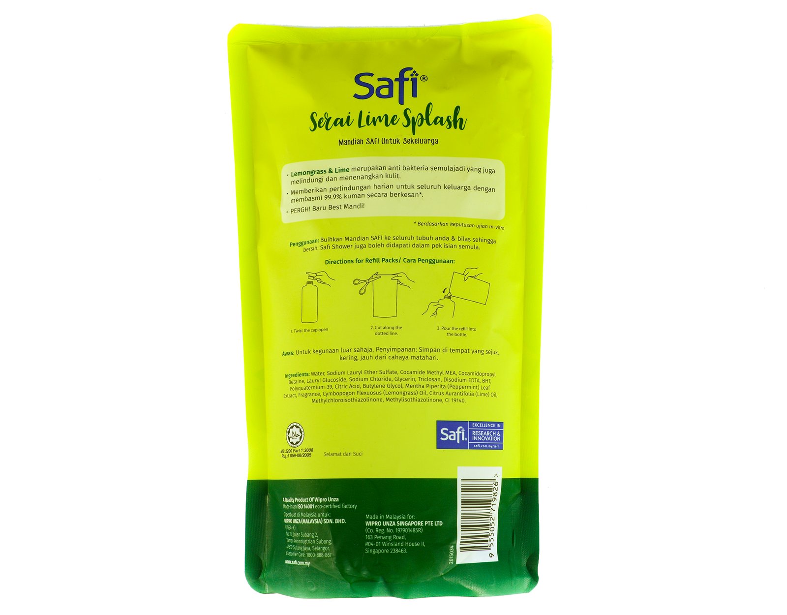 SafiAntibacterial Shower Serai Limau Splash Refill 750 g
